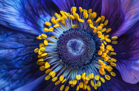 close-up of a blooming flower with shining petals and bright colorsの素材