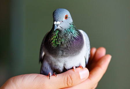 Veterinarian examines a bird: professional animal careの素材