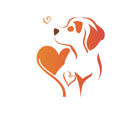 Adorable smiling dog with a heart, perfect for veterinary clinic advertisingの素材