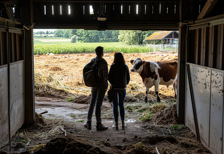 Modern dairy farming: milking process in a clean, high-tech enterpriseの素材