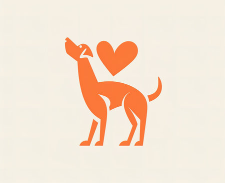 Adorable smiling dog with a heart, perfect for veterinary clinic advertisingの素材
