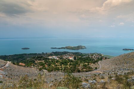 Murichi. General view from the mountain. Views of Skadar lake an sunset. Montenegro.の写真素材
