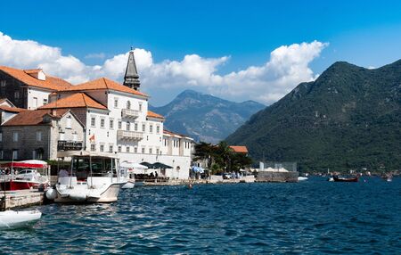 Perast. View from the sea. Bay of Kotor. Montenegro.の写真素材