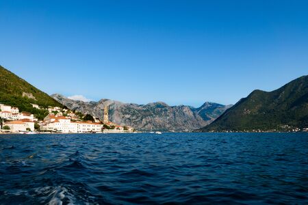 Perast. boat trip. View from the sea. Montenegro. Bay of kotorの写真素材