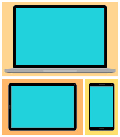 Laptop, Smartphone. Tablet PCのイラスト素材