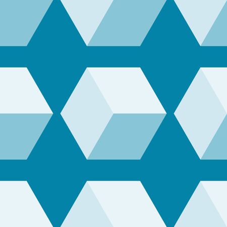 Seamless pattern vector 3d cube, abstract illustration. blue soft colorsのイラスト素材