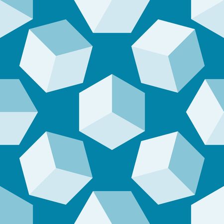 Seamless pattern vector 3d cube, abstract illustration. blue soft colorsのイラスト素材