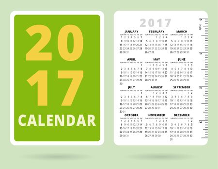 Pocket Calendar 2017 with inch rulerのイラスト素材