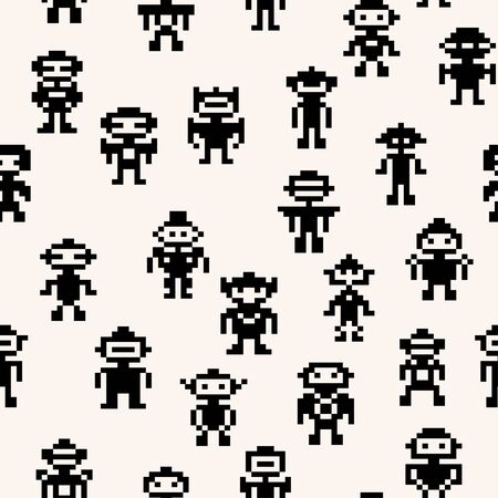 pixel robots patternの写真素材