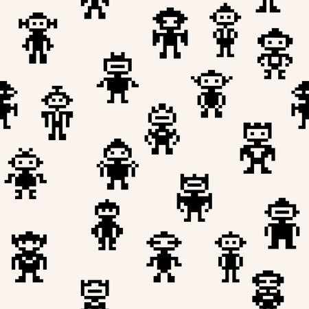 pixel robots patternの写真素材