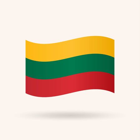 Waving flag of Lithuania. Accurate dimensions, proportions and colors. Vector Illustrationのイラスト素材