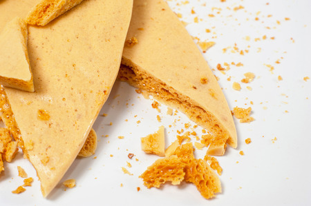 Dessert caramel honeycomb on white backgroundの写真素材