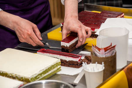 Cakes in the kitchen of professional culinary chef