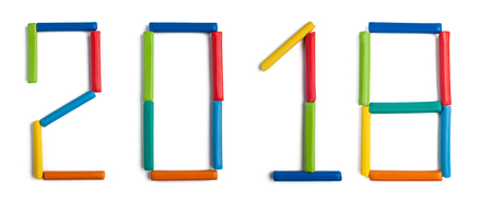 bright colored volumetric plasticine figures for children is subjects xmas, copy space blank 2018