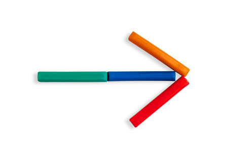 figure from colored plasticine, arrow on a white background isolated
