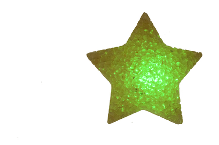 LED star glows on white backgroundの写真素材