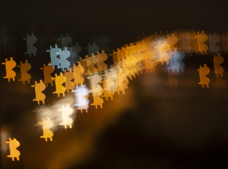 background of bitcoin symbols.on a dark background cryptocurrency bitcoin.vague background of bitcoin cryptocurrency.の写真素材