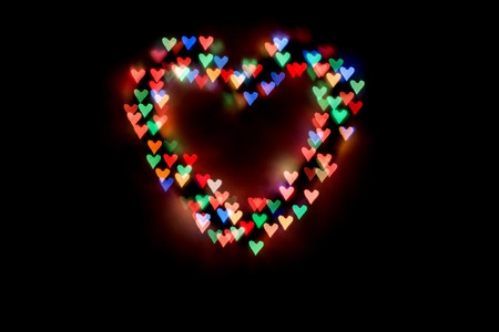 background heart colorful bright hearts-bokeh.Boke-heart.Valentine's day.Abstraction for lovers.の写真素材