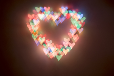 background heart colorful bright hearts-bokeh.Boke-heart.Valentine's day.Abstraction for lovers.の写真素材