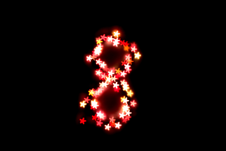 created figure 8 from a colorful bokeh on a black background.International women's day.March 8.の写真素材