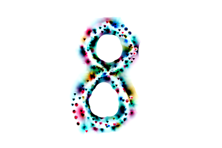 created figure 8 from a colorful bokeh on a white background.International women's day.March 8.の写真素材
