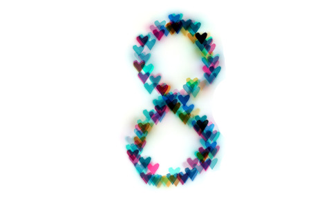 created figure 8 from a colorful bokeh on a white background.International women's day.March 8.の写真素材