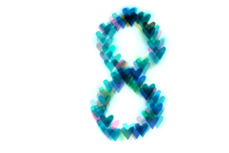 created figure 8 from a colorful bokeh on a white background.International women's day.March 8.の写真素材