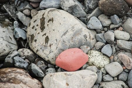 stones on the shore of the riverの写真素材