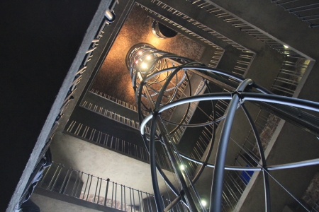 Staircase-Elevator shaft tower astronomical clock  Prague, Czech Republic の写真素材