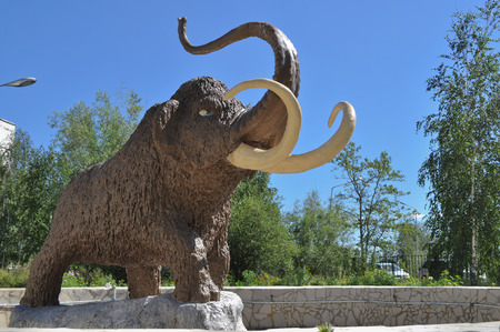 Monument mammoth. Located in the courtyard of the Institute for the study of permafrost in the city of Yakutsk, Russia.の写真素材