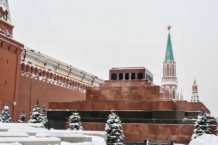 Winter Moscow Kremlin. The red Square of the Russian capital in February.の写真素材