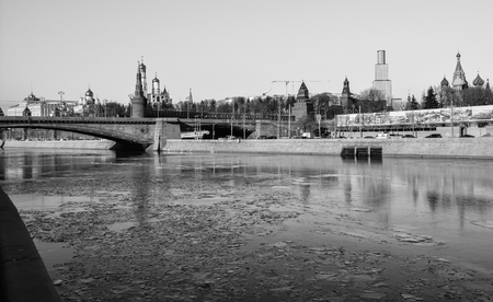 The Moscow Kremlin and the embankment. Center of the Russian capital.の写真素材