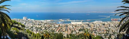 Panorama of Haifa from Mount Carmel. City and port in the north of Israel.の写真素材