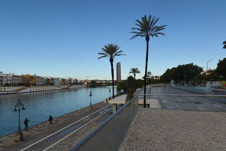 Early morning in Seville. Cityscape in the capital of Andalusia in Spain.の写真素材