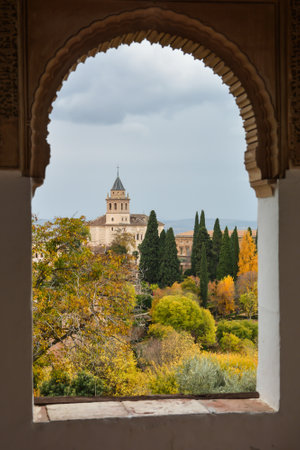 Alhambra in Granada. A palace complex in Granada, a Spanish city in the province of Andalusia.のeditorial素材