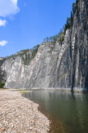 Cliffs on the Zilim River. Zilim Nature Park in Bashkortostan, Russia.