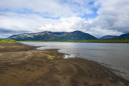 A river on the Putorana plateau. Summer water landscape in the north of Eastern Siberia.の写真素材