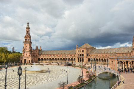 Plaza of Spain in Seville. Attraction in the main city of Andalusia.のeditorial素材