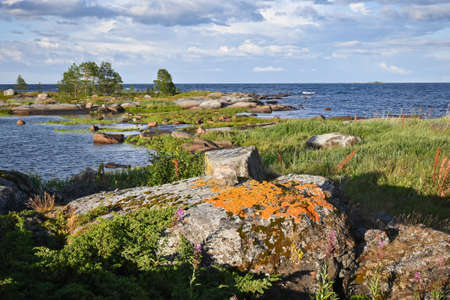 The White Sea coast. Seascape of the Karelian region in Russia.の写真素材