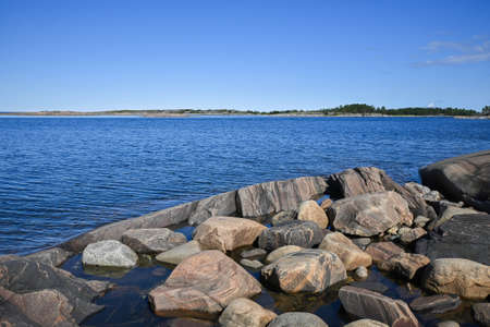 rocky seashore. Summer landscape of the White Sea. Russia, Republic of Karelia.の写真素材