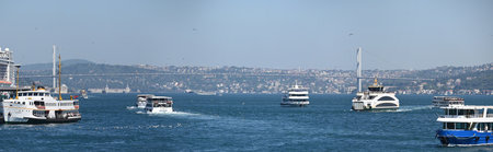 The Bosphorus Strait. Panorama of the Bosphorus in Istanbul, Turkey.の写真素材
