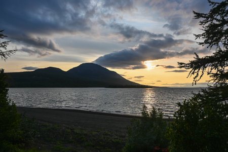 In summer on the Putorana plateau. The landscape of a picturesque region of Russia in the north of...