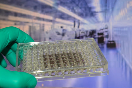 In the biological laboratory. Scientific research of molecular and cellular biology.の写真素材