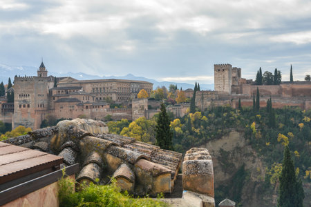 The Alhambra Palace in Granada. An architectural and park ensemble in Granada, Spanish Andalusia.の写真素材