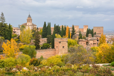 The Alhambra Palace in Granada. An architectural and park ensemble in Granada, Spanish Andalusia.の写真素材