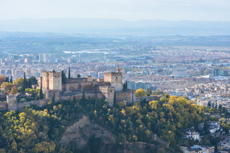 The Alhambra Palace in Granada. An architectural and park ensemble in Granada, Spanish Andalusia.の写真素材