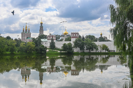 The UNESCO World Heritage Site Novodevichy Monastery is a masterpiece of Russian architecture (Moscow Baroque style).の写真素材