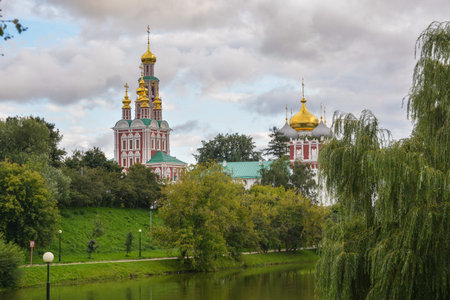 Novodevichy Monastery in Moscow on a summer evening. UNESCO World Heritage Site in the center of...
