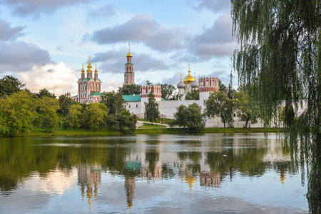 Novodevichy Monastery in Moscow on a summer evening. UNESCO World Heritage Site in the center of...