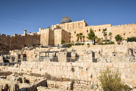 Jerusalem. The Walls Of The Old City. The walls of the fortress in Jerusalem, built by Sultan...